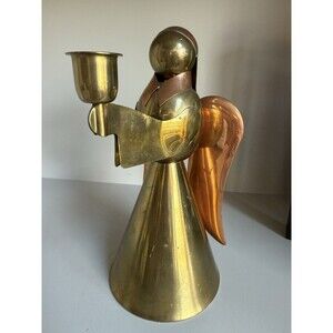 Vintage Copper & Brass Angel Candle Holder Hong Kong 9.5”